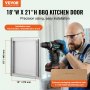 VEVOR Grilltoegangsdeur, 457 x 533 mm, enkele buitenkeukendeur, verzonken gemonteerde roestvrijstalen deur, verticale wanddeur met intrekbare handgreep, voor grilleiland, grillstation, buitenkast