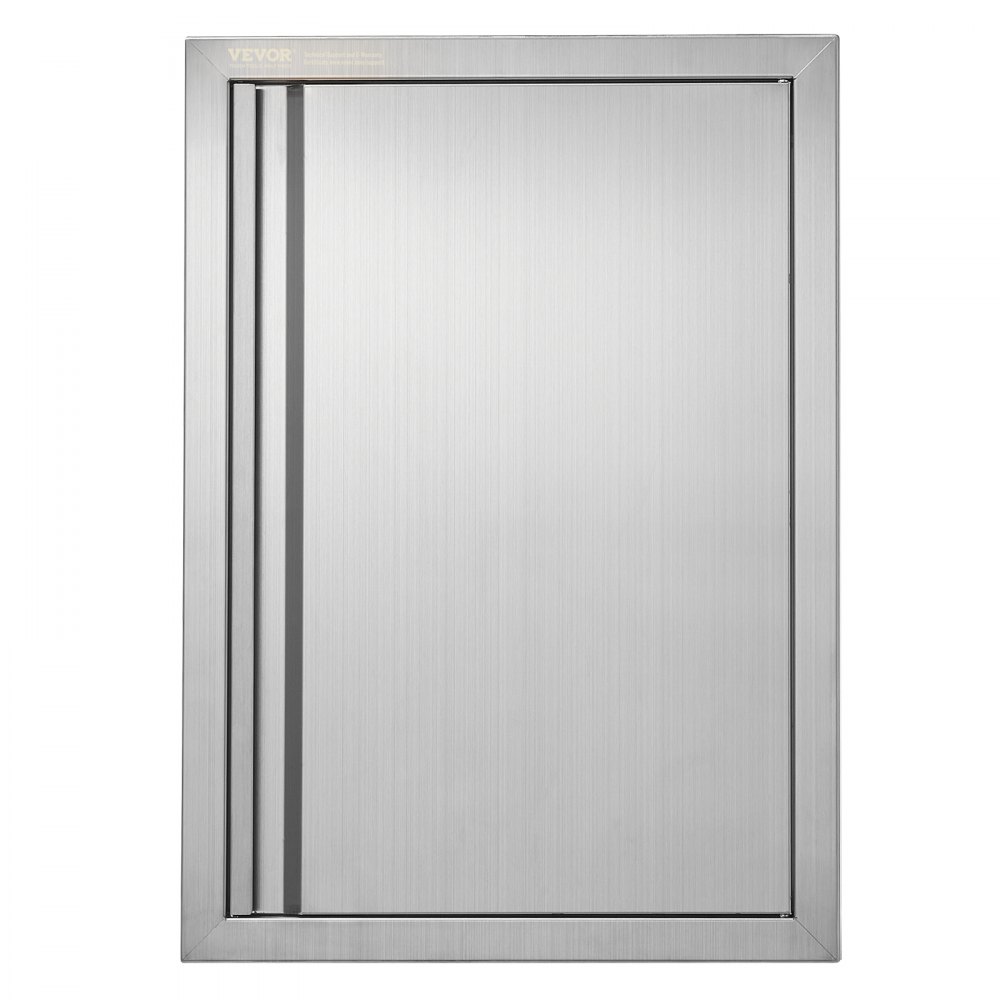 VEVOR Grill Access Door, 432 x 610 mm, Single Outdoor Kitchen Door, Flush Mounted Stainless Steel Door, Vertical Wall Door with Retractable Handle, for Grill Island, Grill Station, Outdoor Cabinet