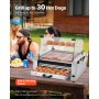 VEVOR Hot Dog Roller, 30 Hot Dog 11 Rollers, Stainless Steel Sausage Grill Cooker, 2400W Hot Dog Machine with Bun Warmer, Cover, 3 Temp Control, Side Storage Box, Oil Drip Tray, for Home & Commercial
