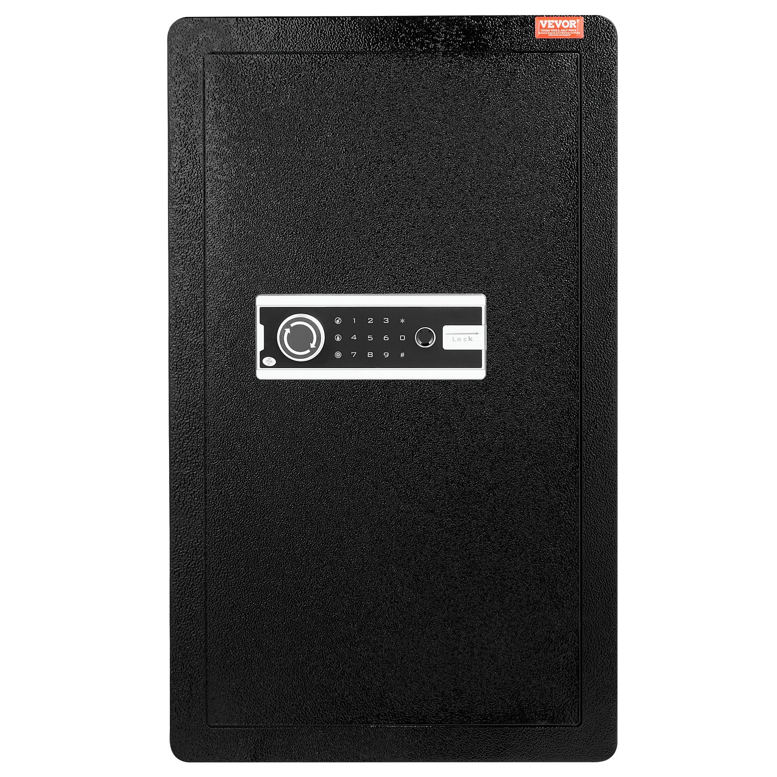 VEVOR Single Door 4.0 cu.ft Safe Box with Key Lock, Password & Fingerprint, Safe Lock Box with Fireproof Bag, Key Rack, LED Light, and 2 Shelves for Money, Documents, Jewelry, and Valuables, Black