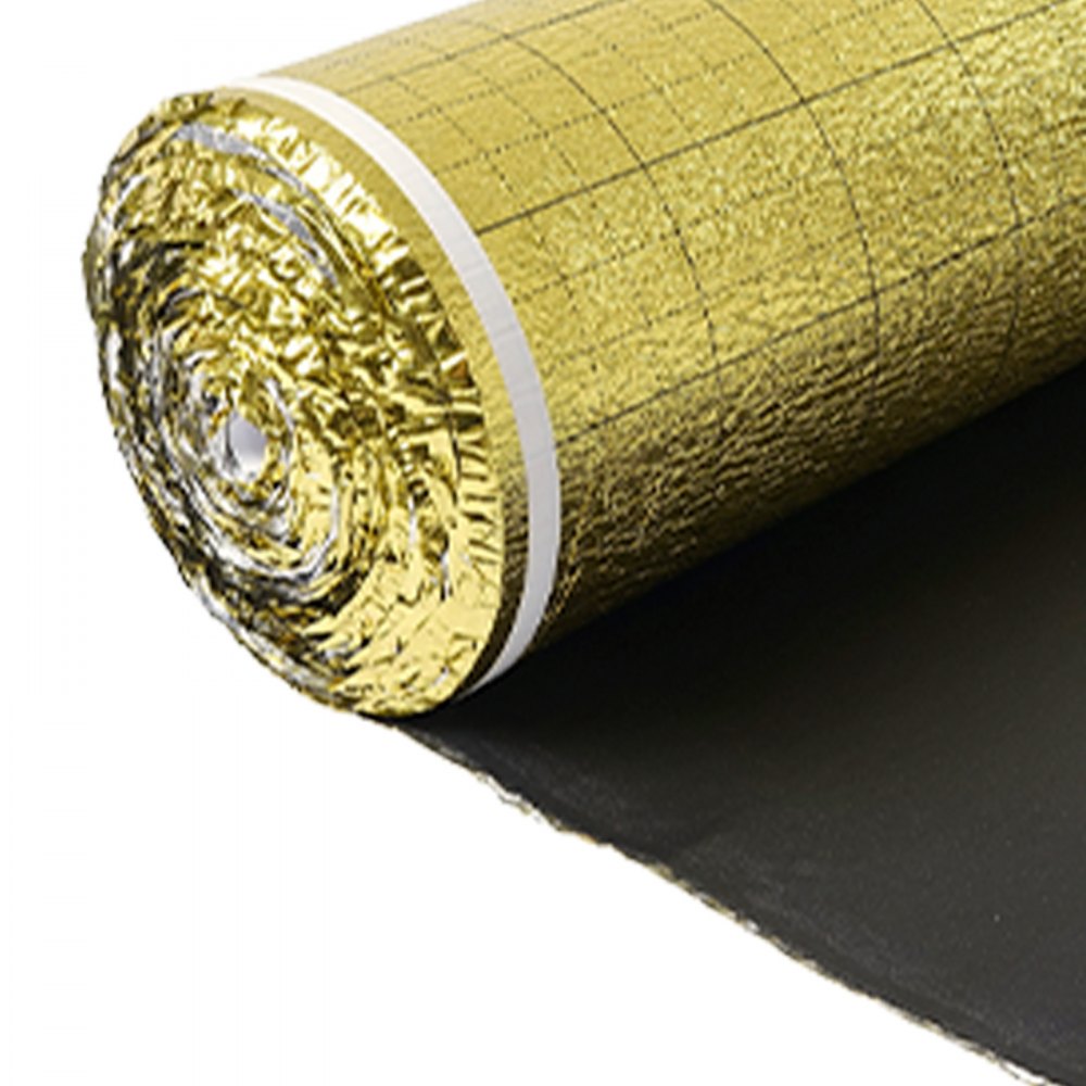 VEVOR Floor Underlayment 18.6 m²/Roll, 3 mm Thick Flooring Padding with Tape & Vapor Barrier, Heavy Duty EPE Foam with Gold PE, Soundproofing and Noise Reduction, Ideal for Laminate Wood Floors