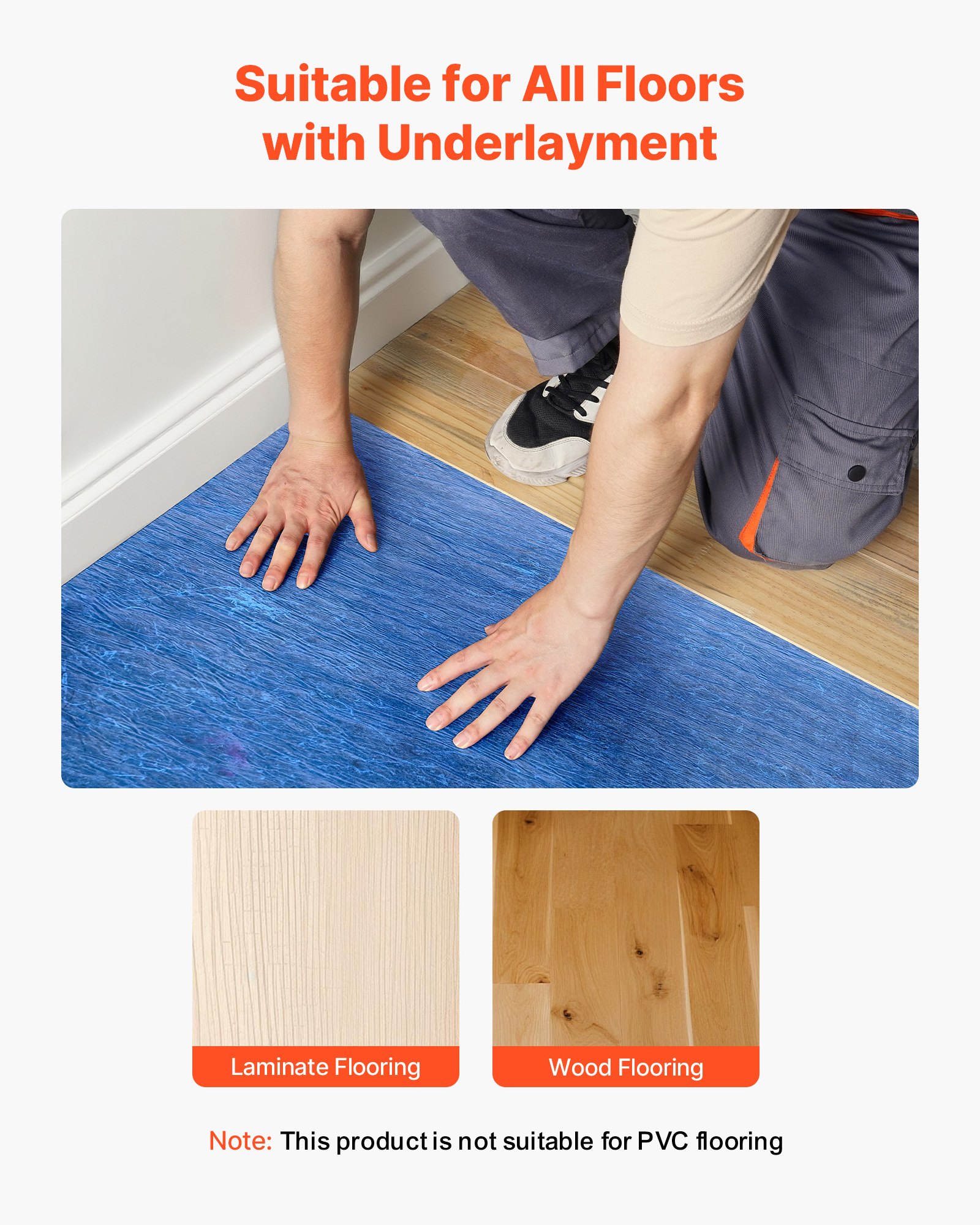 VEVOR contactgeluidsisolatie, 18,8 m²/rol, 3 mm dikke isolatieonderlaag met geïntegreerde dampremmende laag, vezel + PE-folie, geluidsisolatie en geluidsreductie, ideaal voor laminaat, hout, blauw