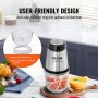 VEVOR Electric Food Processor Meat Grinder 400W, Multifunctional Chopper, 600mL Capacity Stand Mixer 3000rpm + 4000rpm, Vegetable Cutter including Glass Bowl & Blade & Scraper Silver