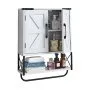 VEVOR Bathroom Wall Cabinet, with 2 Doors & Adjustable Shelf, Over the Toilet Storage Medicine Cabinet Wall Mounted, Hanging Organizer with Open Partition & Towel Bar for Laundry Room Kitchen, White