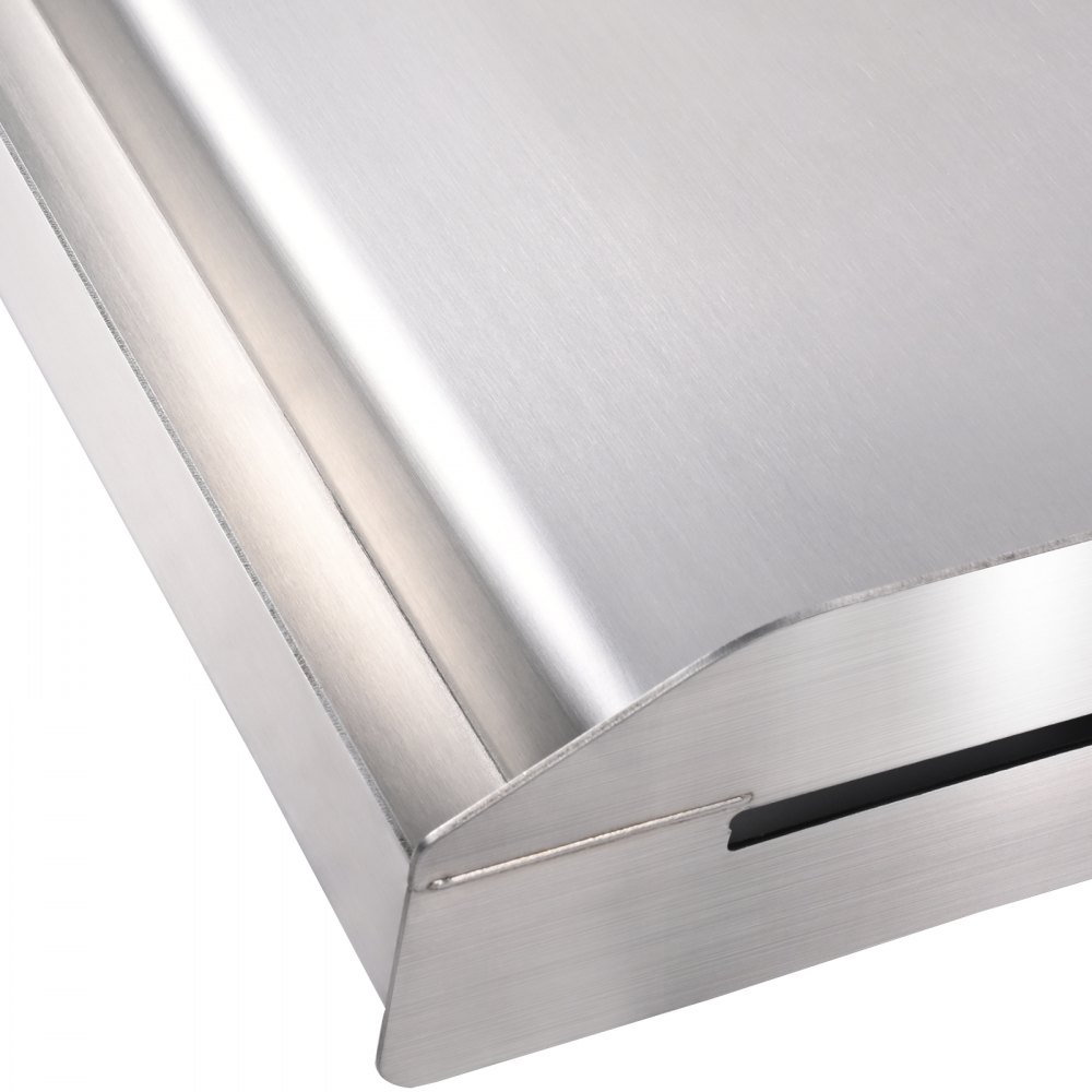 VEVOR Grillplaat 430 roestvrij staal 58,7 x 39,5 x 9,9 cm - Universele grillplaat 2 mm dik, geschikt voor buitengebruik, BBQ-feestgrillplaat met handvat, gasgrill voor gasgrill, houtskoolgrill en elektrische grillaccessoires