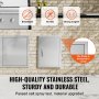 VEVOR BBQ Access Door, 407x559 mm Single Outdoor Kitchen Door, Stainless Steel Flush Mount Door, Wall Vertical Door with Handle, for BBQ Island, Grilling Station, Outside Cabinet