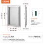 VEVOR bbq access door with 16x22 inches dimensions, includes handle, screws, screwdriver, and cloth.