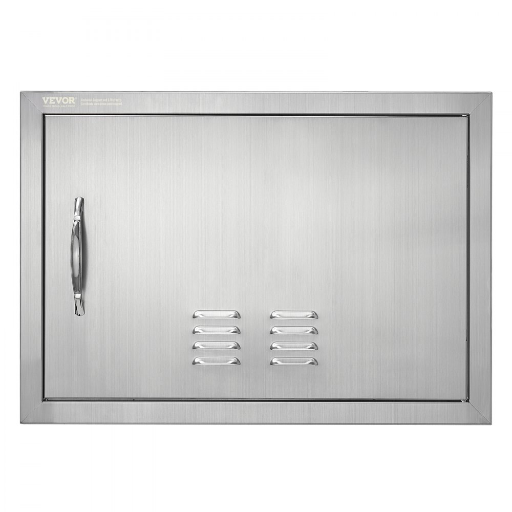 stainless steel VEVOR bbq access door with vent slots and handle for outdoor kitchen.