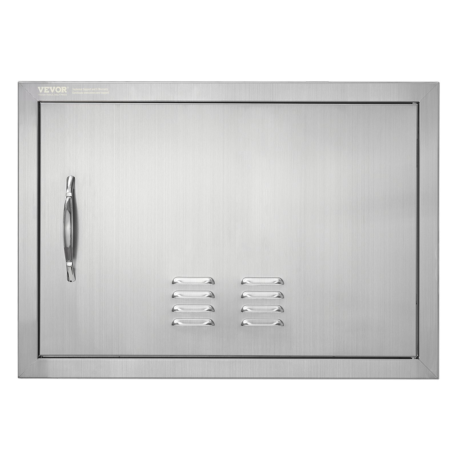 VEVOR BBQ Access Door, 610x432 mm Single Outdoor Kitchen Door, Stainless Steel Flush Mount Door, Wall Vertical Door with Handle and vents, for BBQ Island, Grilling Station, Outside Cabinet