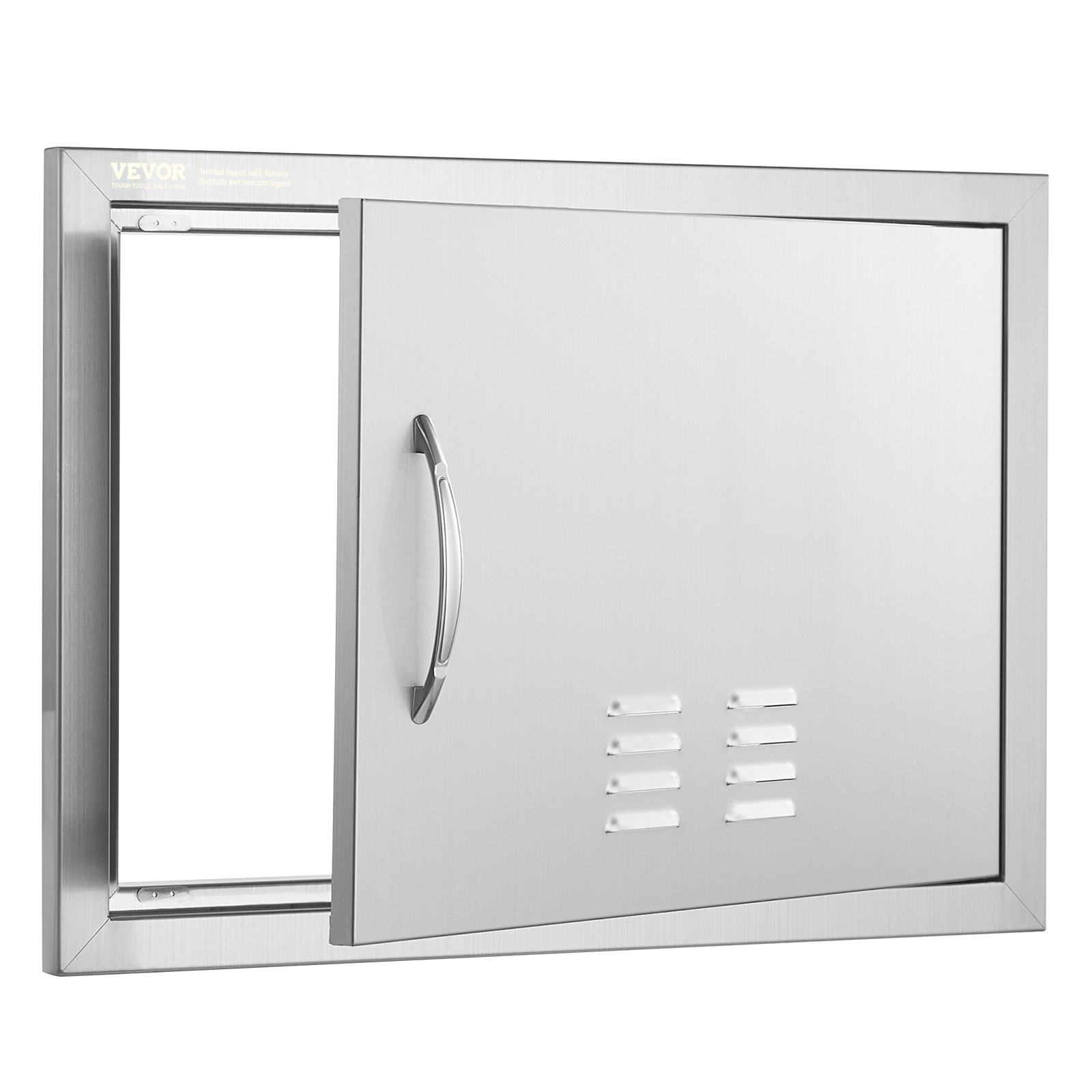 VEVOR BBQ Access Door, 610x432 mm Single Outdoor Kitchen Door, Stainless Steel Flush Mount Door, Wall Vertical Door with Handle and vents, for BBQ Island, Grilling Station, Outside Cabinet
