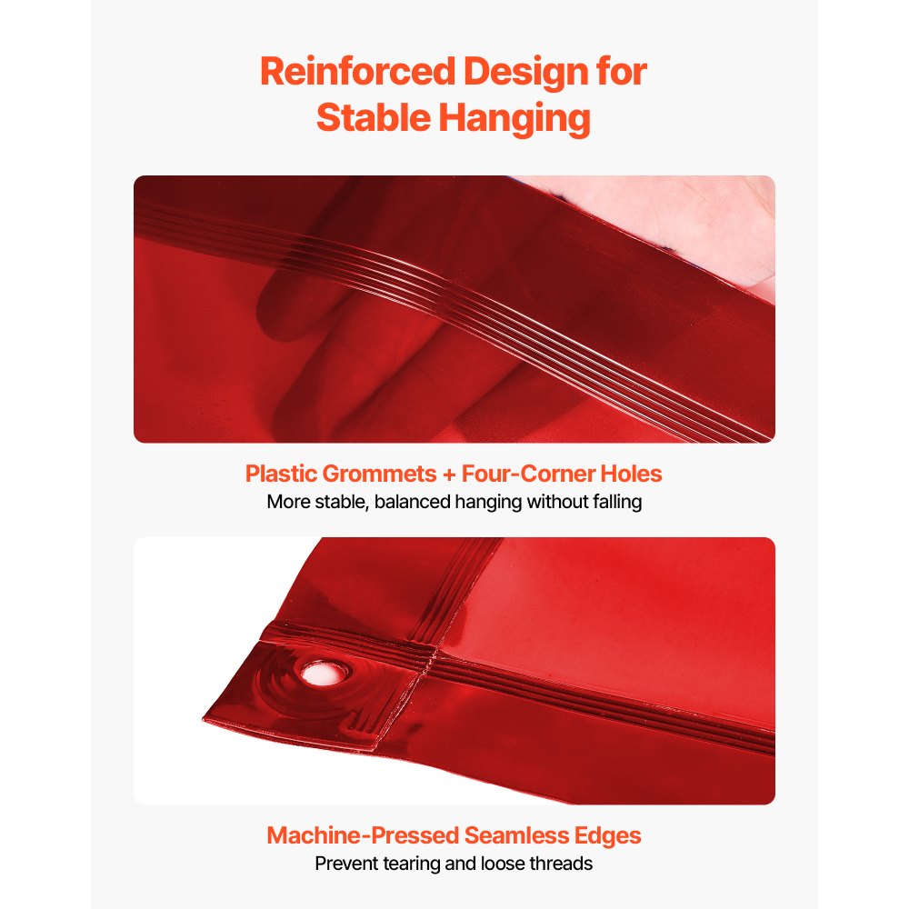 VEVOR 2-componenten lasgordijn, 1740x2340 mm lasscherm, vlamvertragende vinyl lasscherm met 6-voudige UV-bescherming voor werkplaats/industrieel gebruik, rood (zonder frame)