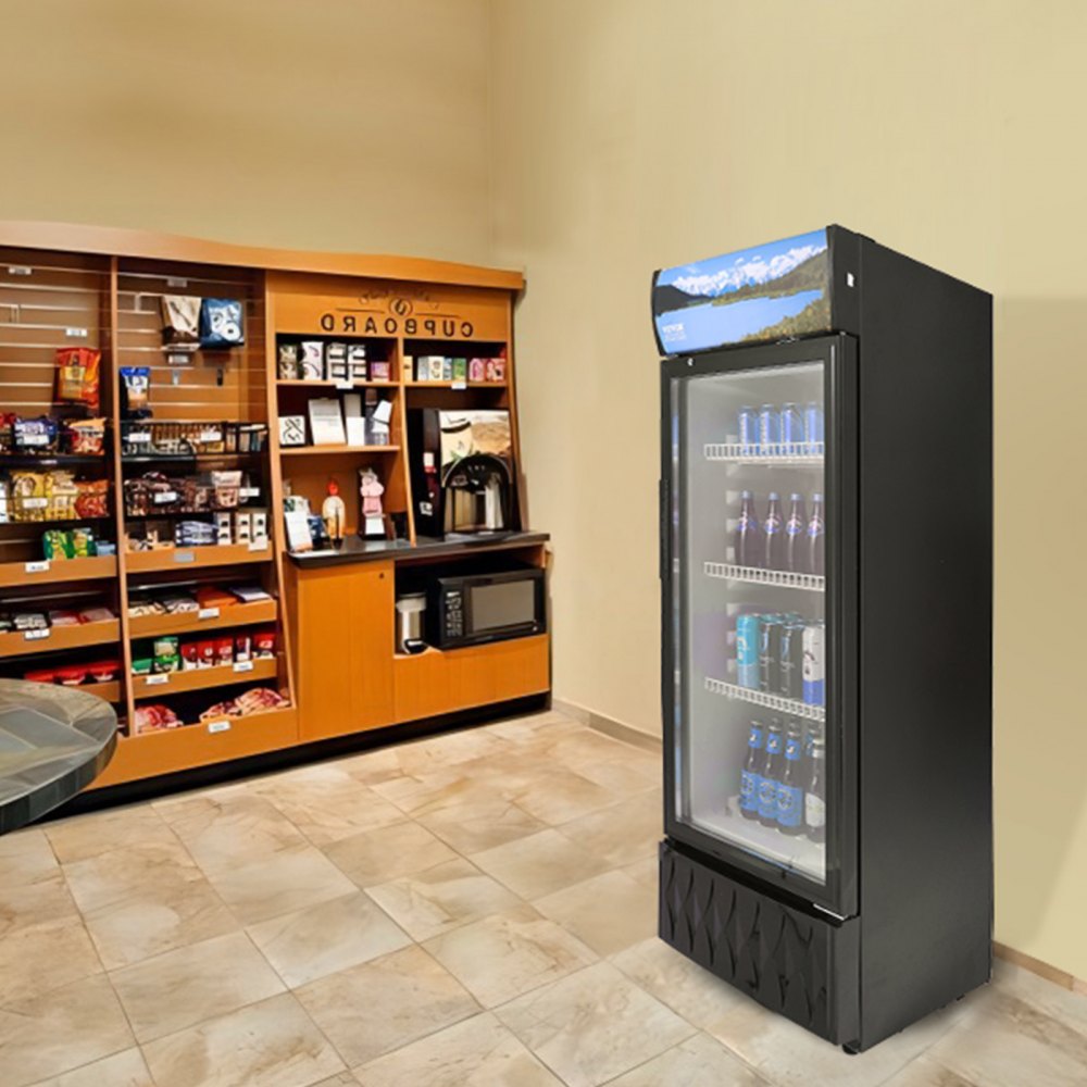 VEVOR Drankkoelkast Flessenkoeler Zwart 195 L, Drankkoelkast met 3 verstelbare planken, Gastro Drankkoeler 7-standen Knopbediening, LED Commerciële Koelkast