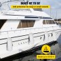 VEVOR boat fenders protecting a white yacht docked at a marina.