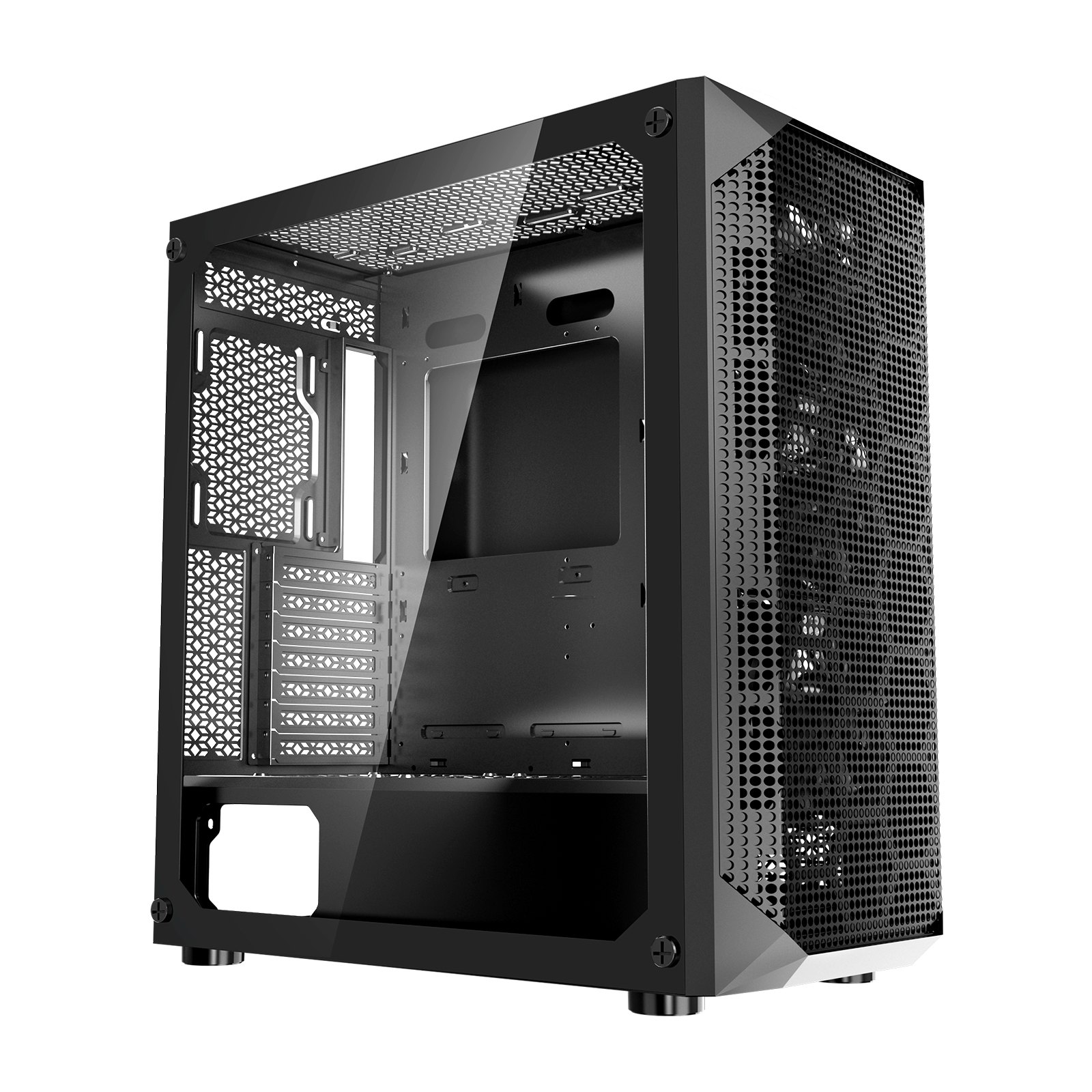VEVOR Full-Tower PC Gaming-behuizing met High-Airflow-paneel, magnetisch stoffilter, 3x 140mm PWM-ventilatoren, kabelbeheer, voor GPU's tot 410 mm lang, compatibel met E-ATX/ATX/M-ATX/ITX