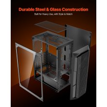 VEVOR PC Gaming Case Mid-Tower 4x 120 mm ARGB-ventilatoren voor ATX-moederbord