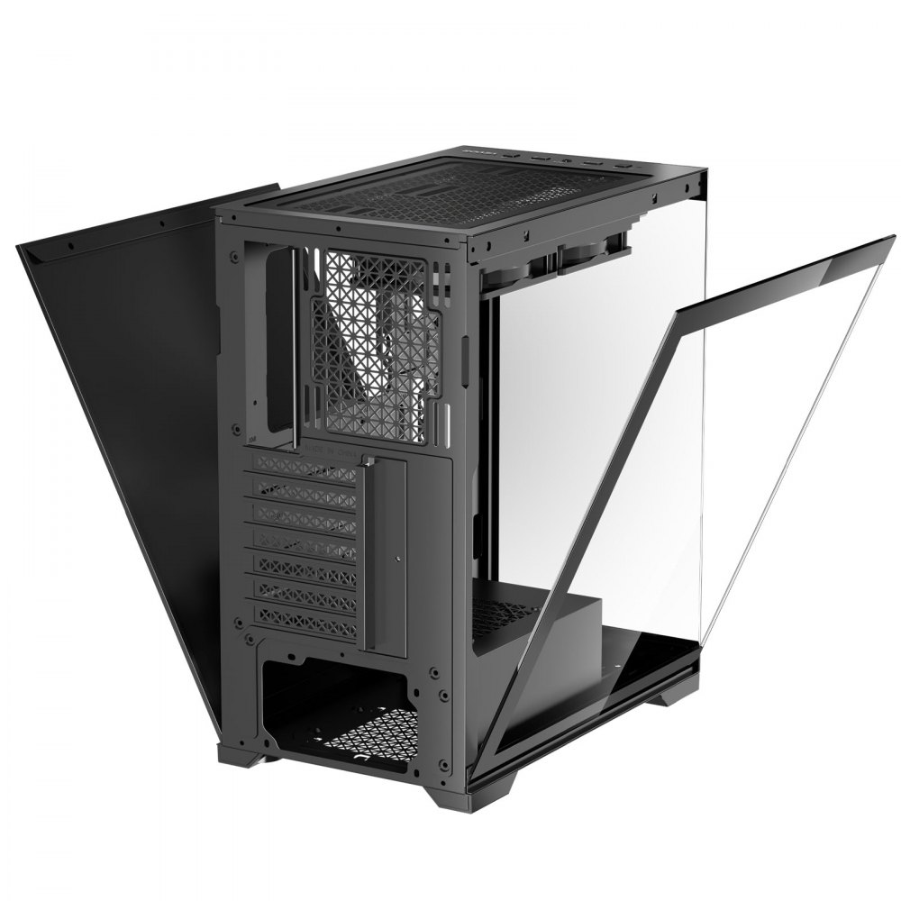 VEVOR PC Gaming-behuizing, mid-tower, gehard glazen paneel met hoge luchtstroom, stoffilter, 2x 120 mm ventilatoren, kabelbeheer, voor GPU's tot 360 mm lang, compatibel met ATX/M-ATX/ITX