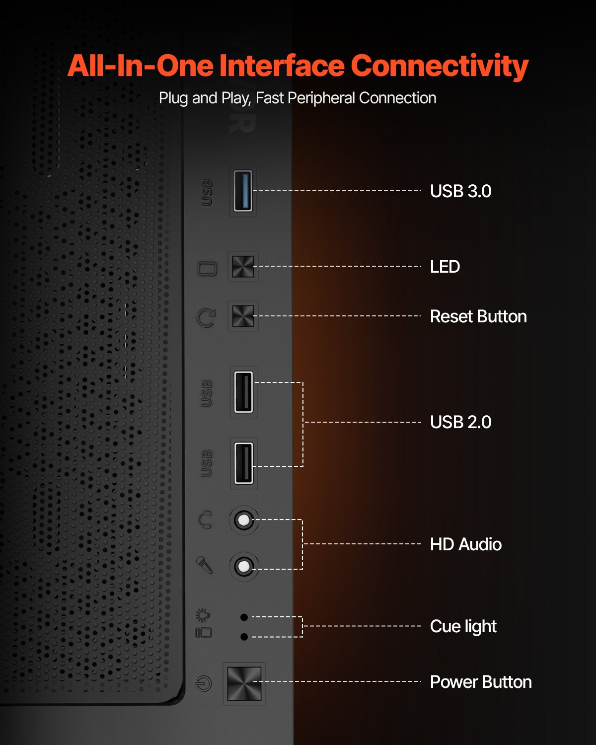 VEVOR Mid-Tower PC Gaming-behuizing met gehard glazen paneel met hoge luchtstroom, stoffilter, 4x 120mm-ventilatoren, kabelbeheer, voor GPU's tot 270 mm lang, compatibel met ATX/M-ATX/ITX