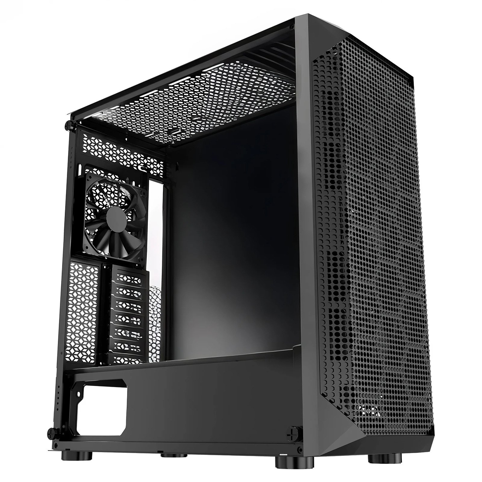VEVOR Mid-Tower PC Gaming-behuizing met gehard glazen paneel met hoge luchtstroom, stoffilter, 4x 120mm-ventilatoren, kabelbeheer, voor GPU's tot 270 mm lang, compatibel met ATX/M-ATX/ITX