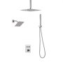 VEVOR Shower Faucet Set, 12 Inch Thermostatic Ceiling Mount Rainfall Shower System with 6 Inch Wall Mount Head and 2 in 1 Handheld Spray, 3-Function Dual Rain Head Brass Valve and Trim Kit, Chrome