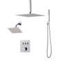 VEVOR Shower Faucet Set, 12 Inch Thermostatic Ceiling Mount Rainfall Shower System with 6 Inch Wall Mount Head and 2 in 1 Handheld Spray, 3-Function Dual Rain Head Brass Valve and Trim Kit, Chrome