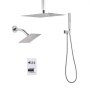 VEVOR Shower Faucet Set, 12 Inch Thermostatic Ceiling Mount Rainfall Shower System with 6 Inch Wall Mount Head and 2 in 1 Handheld Spray, 3-Function Dual Rain Head Brass Valve and Trim Kit, Chrome