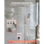VEVOR Shower Faucet Set, 12 Inch Ceiling Mount Rainfall Shower System with 6 Inch Wall Mount Head and 4 in 1 Handheld Spray, Rotatable 3-Function Dual Rain Head Brass Valve & Trim Kit, Brushed Nickel