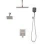 VEVOR Shower Faucet Set, 12 Inch Ceiling Mount Rainfall Shower System with 6 Inch Wall Mount Head and 4 in 1 Handheld Spray, Rotatable 3-Function Dual Rain Head Brass Valve & Trim Kit, Brushed Nickel