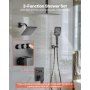 VEVOR Douchesysteemset met 12-inch regendouchesysteem / 6-inch wandgemonteerde kop / 4-in-1 handdouche, draaibare dubbele regenkop (3 functies), messing klep en afdekkingsset, matzwart