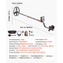 VEVOR Metaaldetector voor volwassenen 254 mm, professionele metaaldetector met 5 standen, zeer nauwkeurige gouddetector, IP68 waterdichte zoekspoel met display, hoofdtelefoon, verstelbare lengte, voor goudzoeken