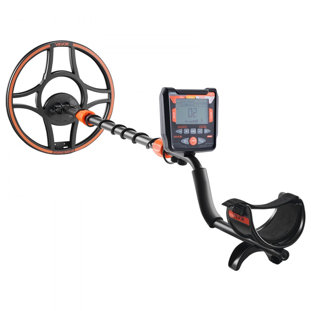 VEVOR Metaaldetector voor volwassenen, 304,8 mm, Professionele metaaldetector met 6 standen, Gouddetector, IP68 waterdichte zoekspoel met display, Hoofdtelefoon, Verstelbare lengte, voor het zoeken naar goud en schatten