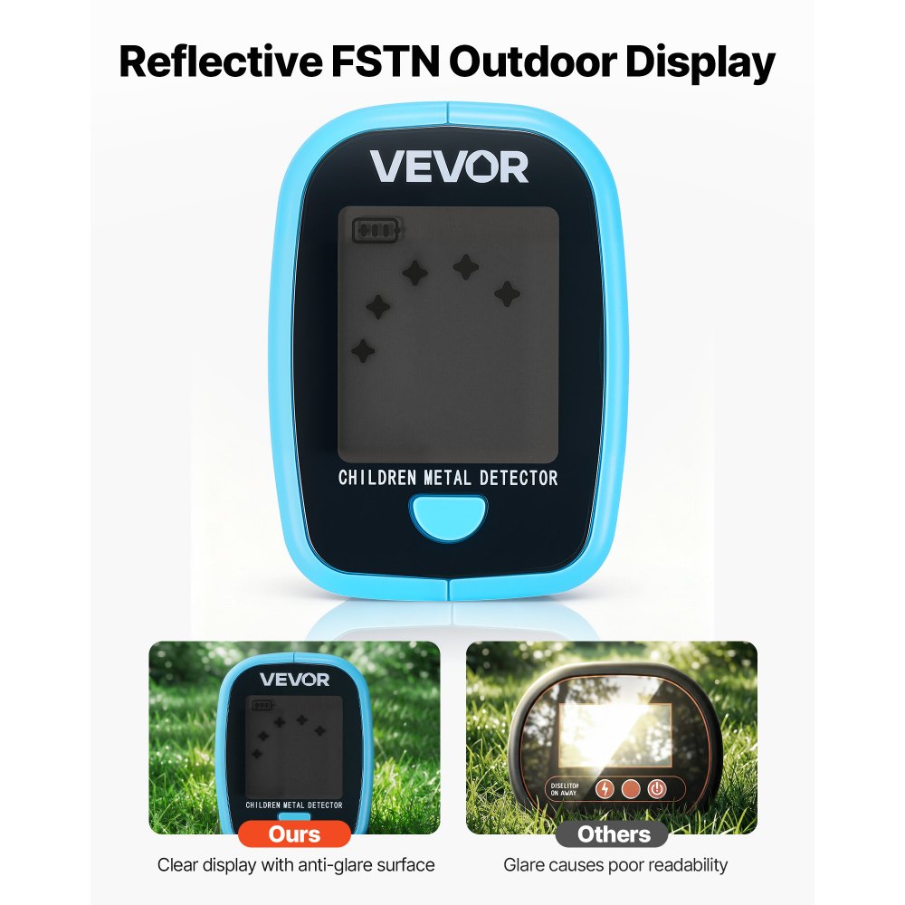 VEVOR Metal Detector, 4", Lightweight Metal Detector with LCD Display, 6" IP68 Waterproof Search Coil, Adjustable 25.6"-36.6" High Accuracy Gold Detector, Easy to Use, for Detecting Gold Exploration
