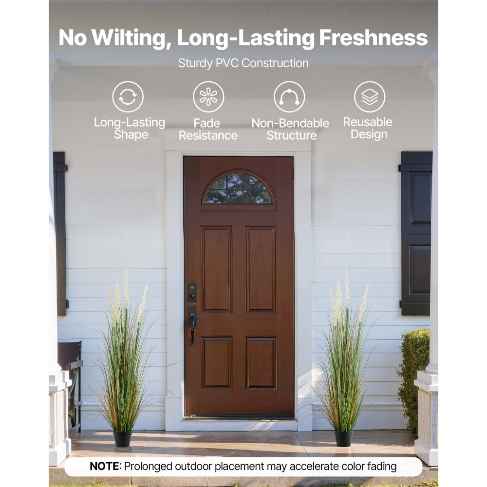 VEVOR Kunstgras Plant, 2-Pack 1194 mm Rietgras in Pot, PVC Kunstgroen, Grasstruik, Struikplant voor Binnen & Buiten, Huis, Tuin, Kantoor, Kamerdecoratie, Housewarming Party, Groen