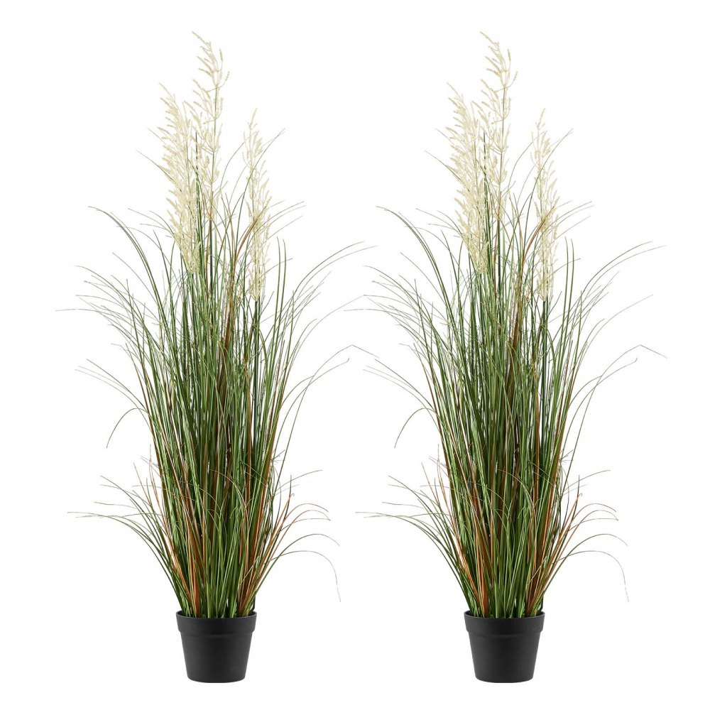 VEVOR Kunstgras Plant, 2-Pack 1194 mm Rietgras in Pot, PVC Kunstgroen, Grasstruik, Struikplant voor Binnen & Buiten, Huis, Tuin, Kantoor, Kamerdecoratie, Housewarming Party, Groen