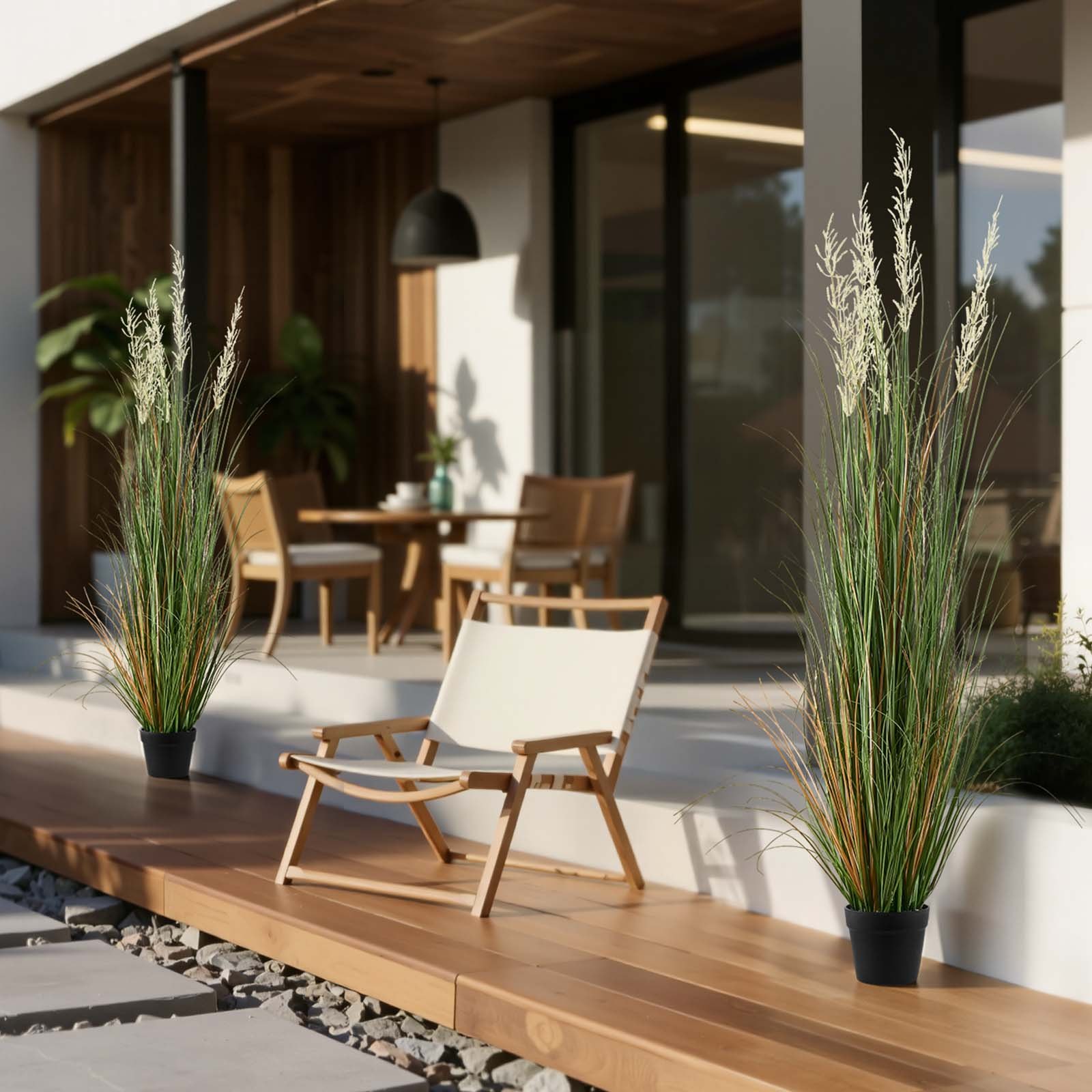 VEVOR Kunstgras Plant, 2-Pack, 1499 mm, Kunstrietgras in Pot, PVC Kunstplant, Grasstruik, Struiken voor Binnen & Buiten, Huis, Tuin, Kantoor, Kamerdecoratie, Housewarming Party, Groen