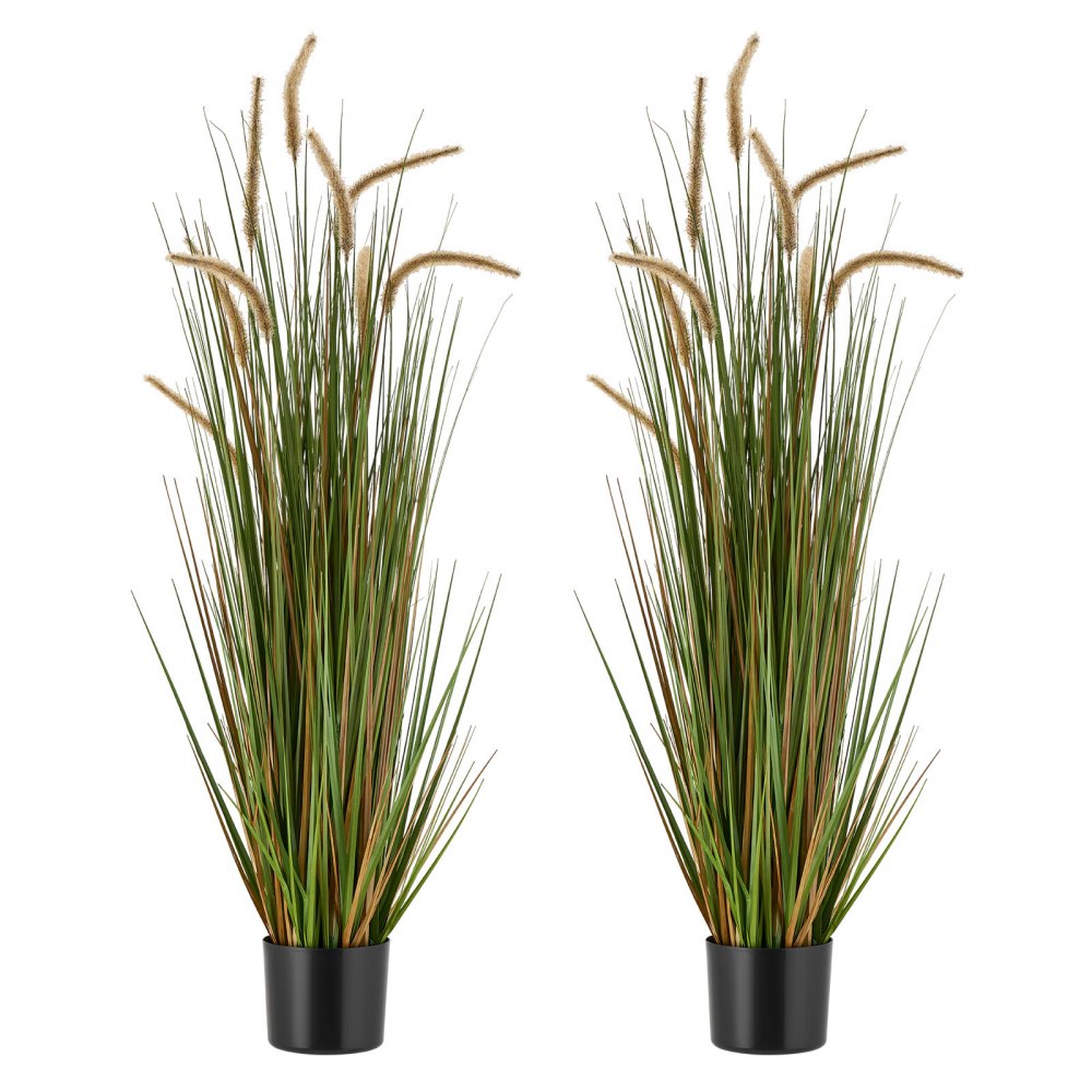 VEVOR Kunstgras Plant, 2-Pack 1194 mm Paardenstaart Rietgras in Pot, PVC Kunstplant, Kunstmatige Groene Planten, Struiken voor Huis, Tuin, Kantoor, Kamerdecoratie, Housewarming Party, Groen