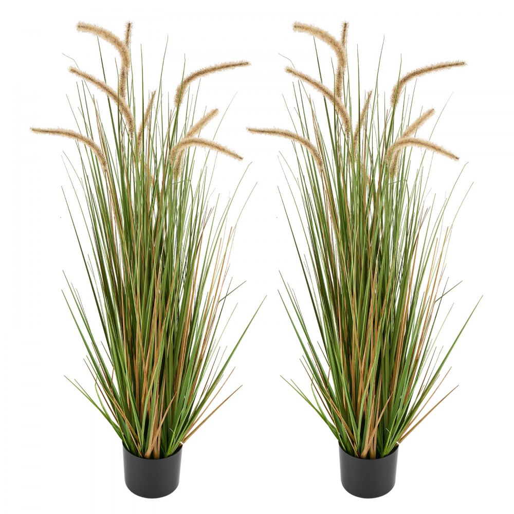 VEVOR Kunstgras Plant, 2-Pack 1194 mm Paardenstaart Rietgras in Pot, PVC Kunstplant, Kunstmatige Groene Planten, Struiken voor Huis, Tuin, Kantoor, Kamerdecoratie, Housewarming Party, Groen