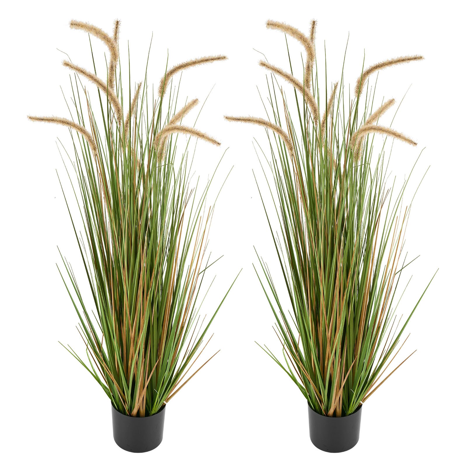VEVOR Kunstgras Plant, 2-Pack 1194 mm Paardenstaart Rietgras in Pot, PVC Kunstplant, Kunstmatige Groene Planten, Struiken voor Huis, Tuin, Kantoor, Kamerdecoratie, Housewarming Party, Groen
