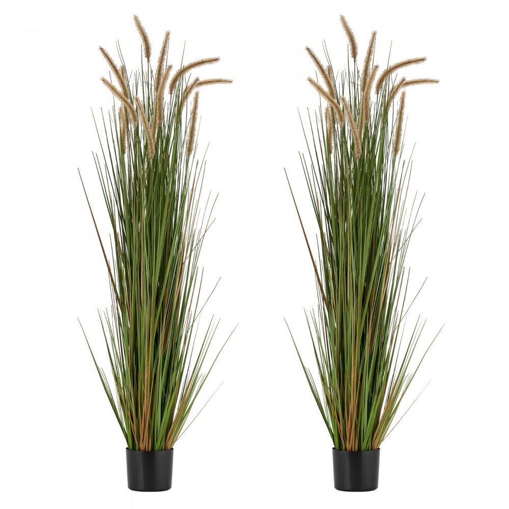 VEVOR Kunstgras Plant, 2-Pack 1499mm Paardenstaart Rietgras in Pot, Premium PVC Kunstplant, Groene Planten, Struiken voor Huis, Tuin, Kantoor, Kamerdecoratie, Housewarming Party, Groen