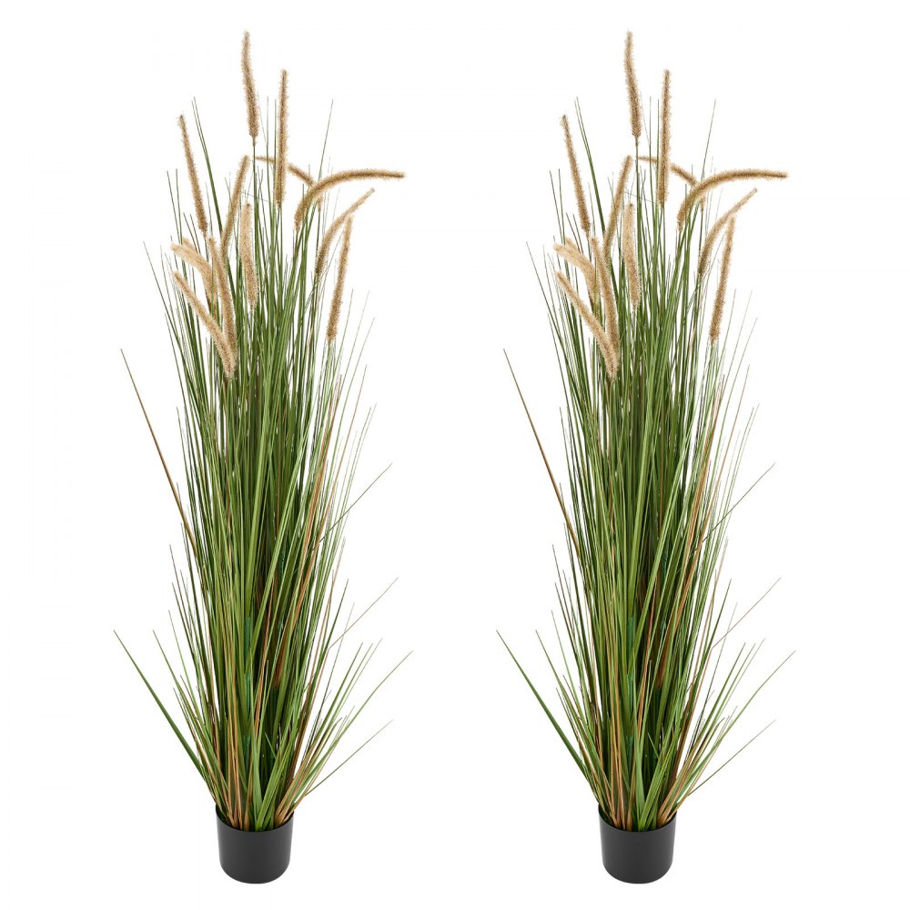 VEVOR Kunstgras Plant, 2-Pack 1499mm Paardenstaart Rietgras in Pot, Premium PVC Kunstplant, Groene Planten, Struiken voor Huis, Tuin, Kantoor, Kamerdecoratie, Housewarming Party, Groen