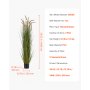 VEVOR Kunstgras Plant, 2-Pack 1499mm Paardenstaart Rietgras in Pot, Premium PVC Kunstplant, Groene Planten, Struiken voor Huis, Tuin, Kantoor, Kamerdecoratie, Housewarming Party, Groen