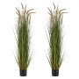VEVOR Kunstgras Plant, 2-Pack 1499mm Paardenstaart Rietgras in Pot, Premium PVC Kunstplant, Groene Planten, Struiken voor Huis, Tuin, Kantoor, Kamerdecoratie, Housewarming Party, Groen