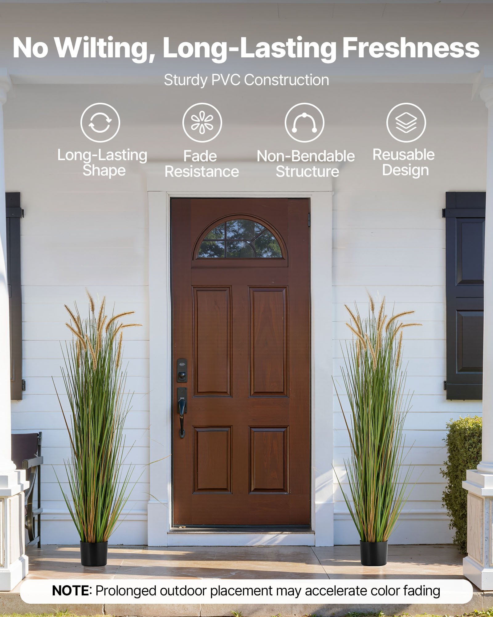 VEVOR Kunstgras Plant, 2-Pack 1499mm Paardenstaart Rietgras in Pot, Premium PVC Kunstplant, Groene Planten, Struiken voor Huis, Tuin, Kantoor, Kamerdecoratie, Housewarming Party, Groen