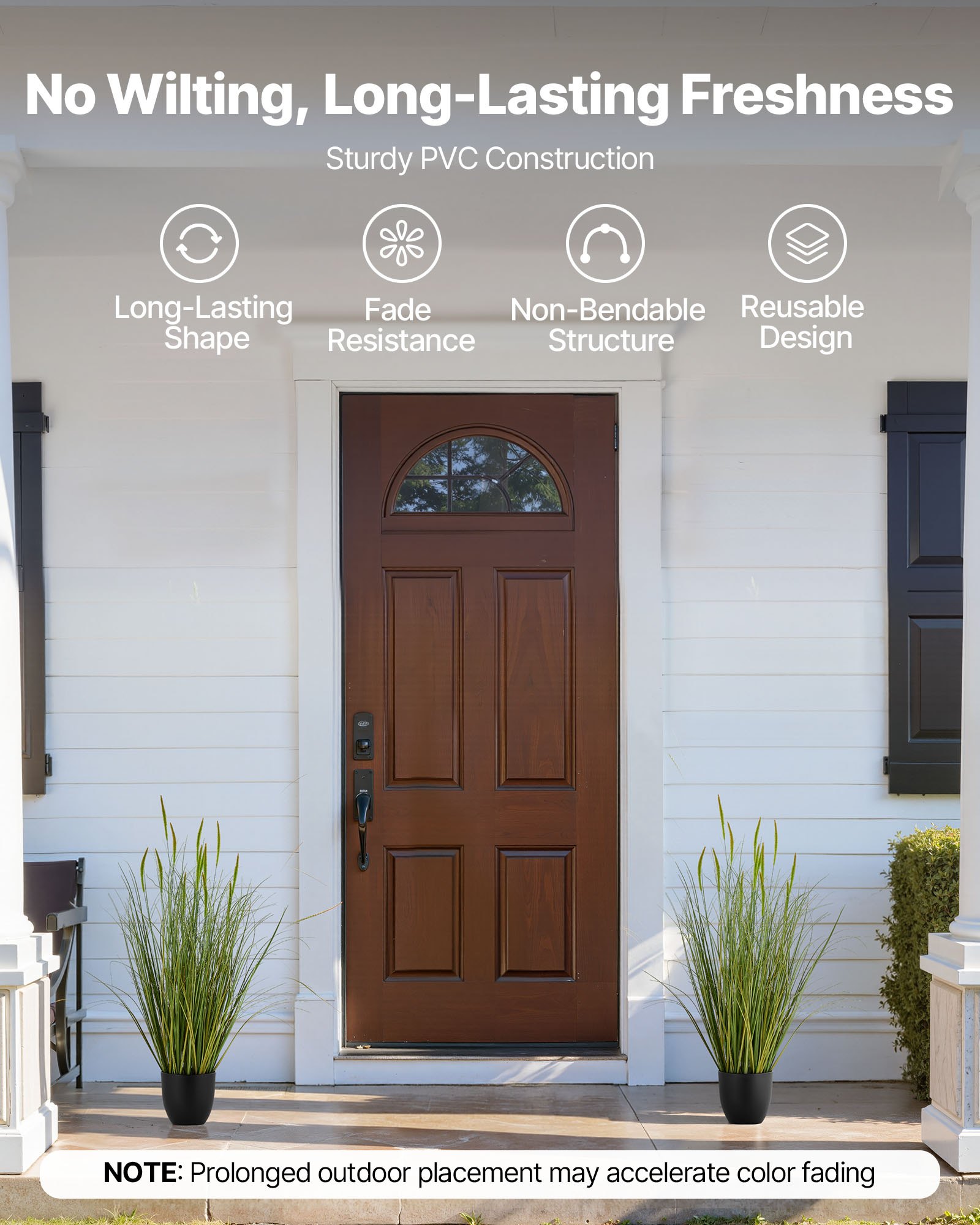 VEVOR Kunstgras Plant, 2-Pack 88,9 cm Lisdoddegras in Pot, Hoogwaardige PVC Kunstplant, Kunstmatige Groene Planten, Struiken voor Binnen en Buiten, Huis, Tuin, Kantoor, Kamerdecoratie, Housewarming Party, Groen