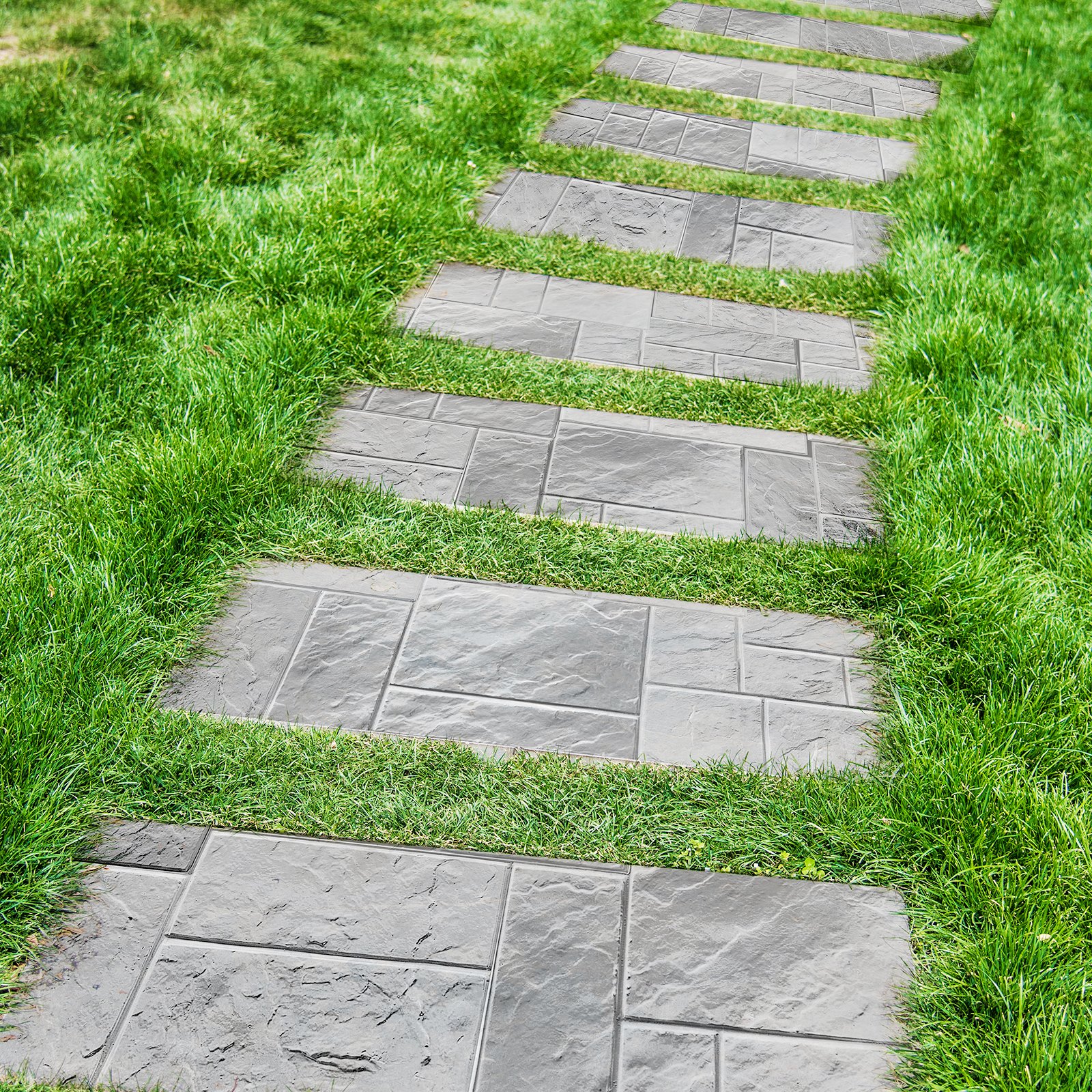 VEVOR Concrete Stamps Mat, 24 x 24 in, 7 pcsConcrete Texturing Skin Polyurethane Stamp Stone Tile Texture Mat, Slate floor Imprint Seamless Stamp Concrete Molds for Outdoor Decorative, Muti-color