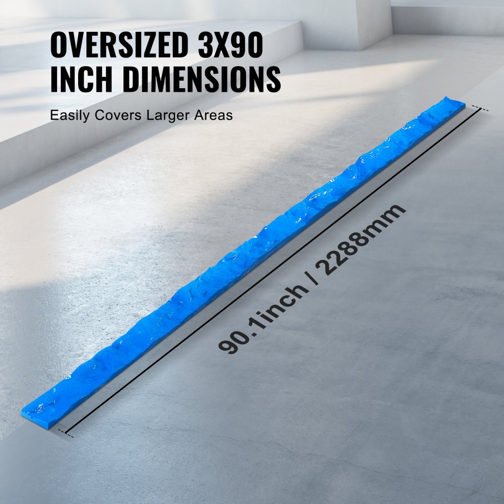 VEVOR Betonstempel, 91" x 3" Betonmallen, Rechthoekige polyurethaan stempel, Mat met stenen tegelsstructuur, Afdruk van leisteenvloer, Naadloze stempelmat, Betontextuurhuid voor decoratieve buitenruimtes, Blauw