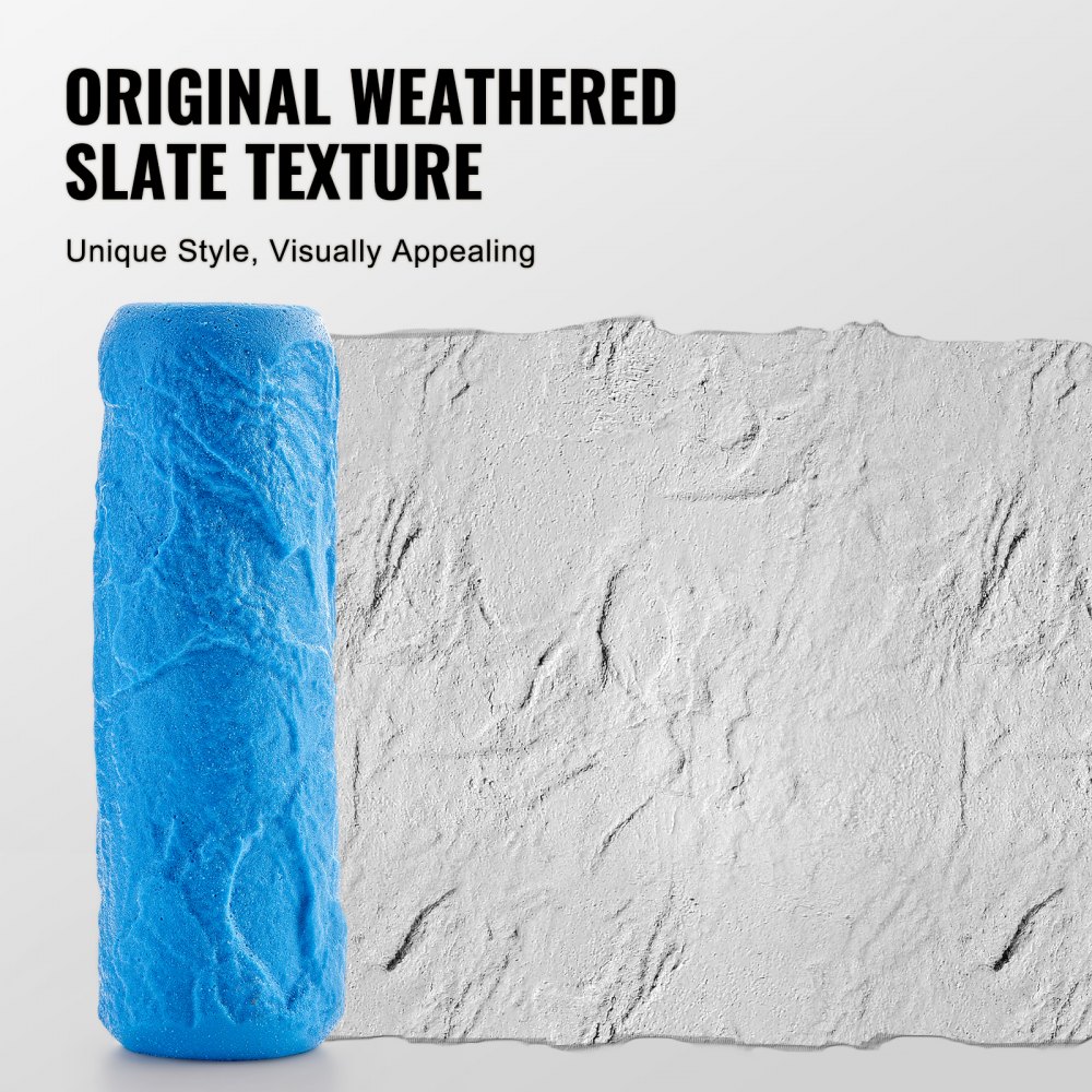 VEVOR Concrete Stamps, 8-1/2 x 2-5/8 inch, Concrete Roller Polyurethane Stamp Stone Tile Texture Mat, Slate floor Imprint Seamless Stamp Concrete Texturing Skin Molds for Outdoor Decorative, Blue