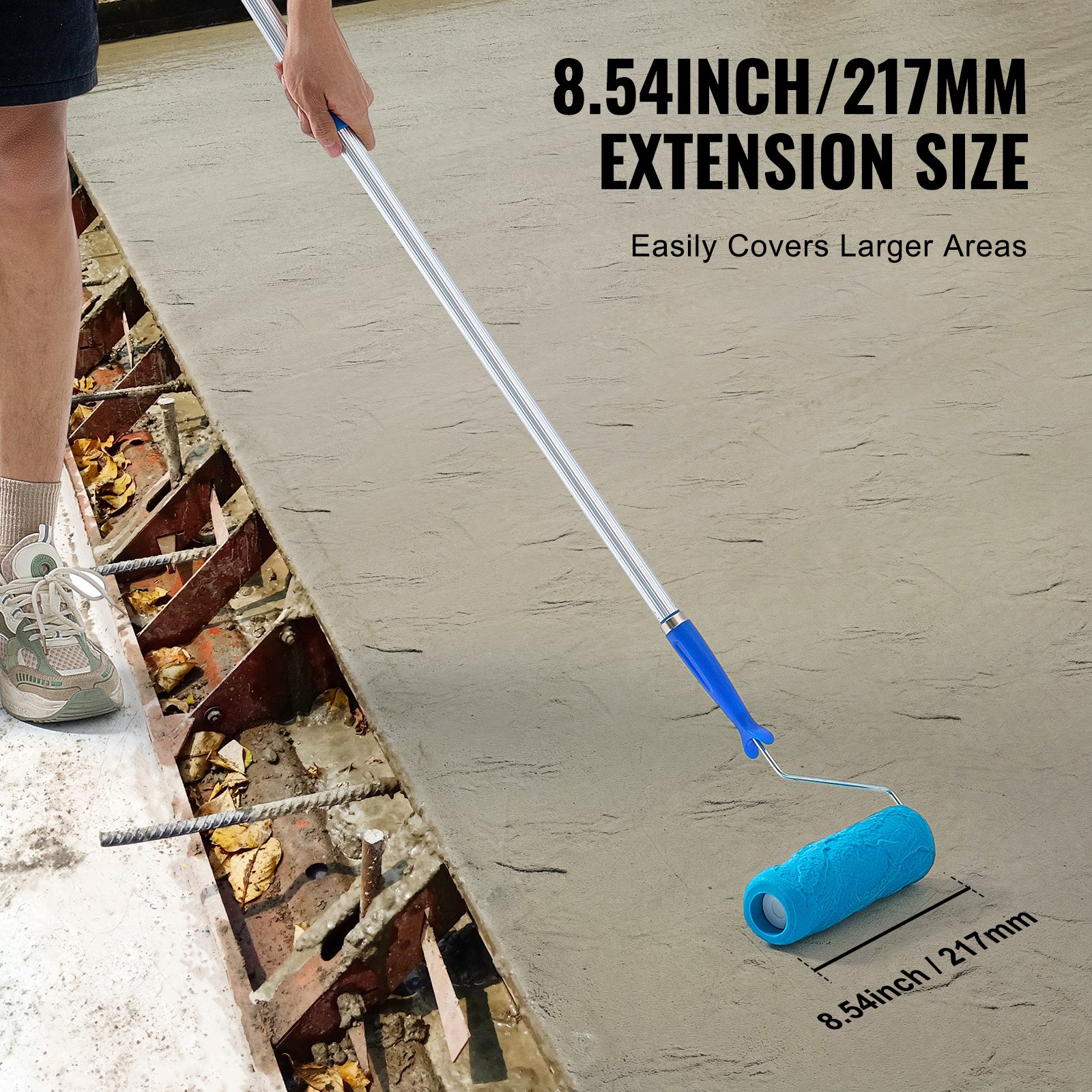 VEVOR Concrete Stamps, 8-1/2 x 2-5/8 inch, Concrete Roller Polyurethane Stamp Stone Tile Texture Mat, Slate floor Imprint Seamless Stamp Concrete Texturing Skin Molds for Outdoor Decorative, Blue