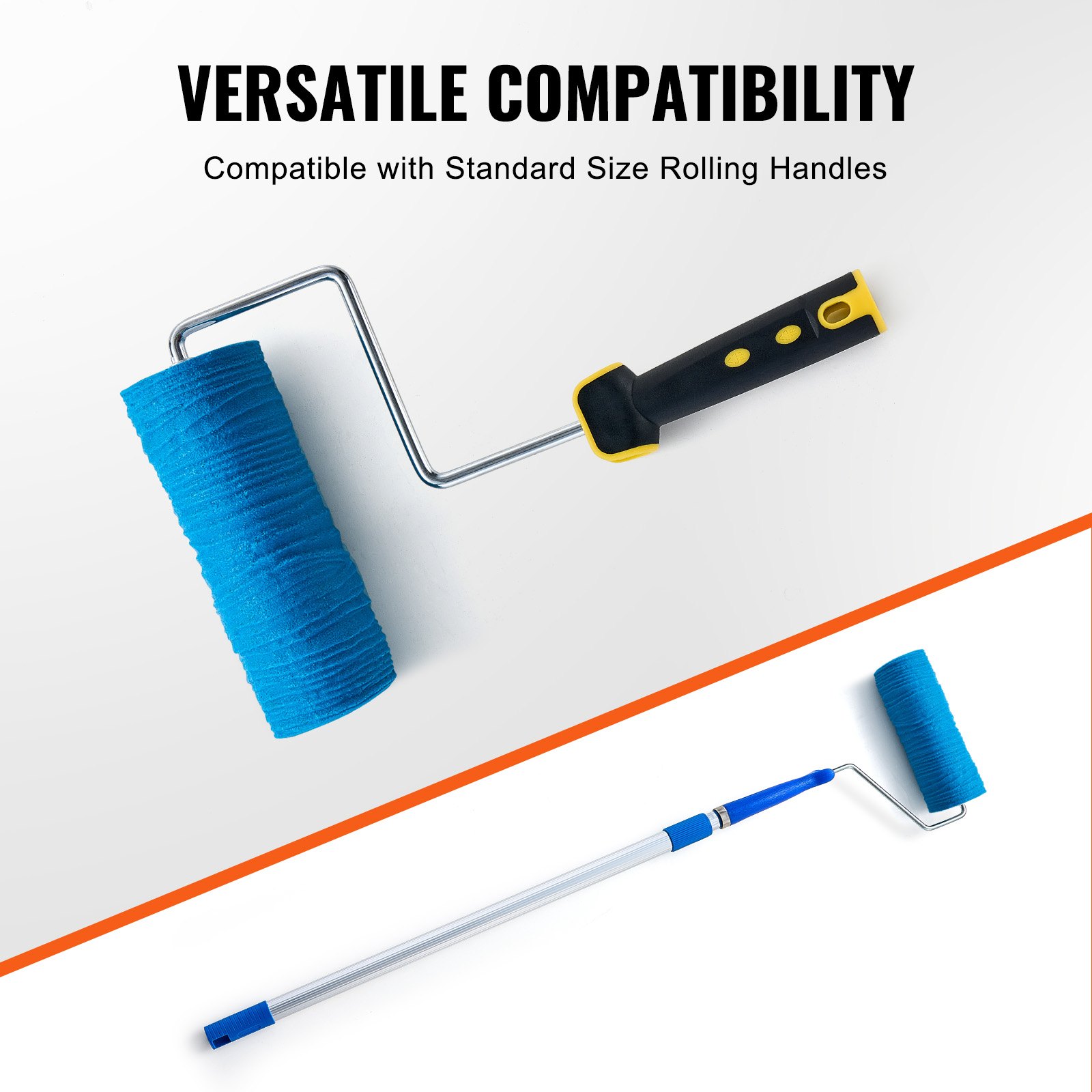 VEVOR Betonstempel, 8-1/2 x 3 inch en 7-1/2 x 2 inch, Betonstempelroller van polyurethaan, Mat voor stenen tegels, Afdruk van leisteenvloer, Naadloze stempel, Betontextuurhuidmallen voor decoratieve buitenruimtes