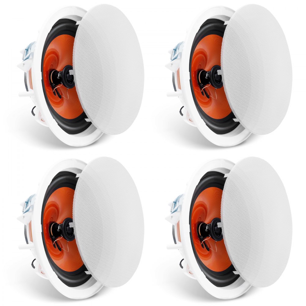 VEVOR 4 PCs 8 Inch in Ceiling Speakers, 100-Watts, Flush Mount Ceiling & in-Wall Speakers System with 8ΩImpedance 89dB Sensitivity, for Home Kitchen Living Room Bedroom or Covered Outdoor Porches