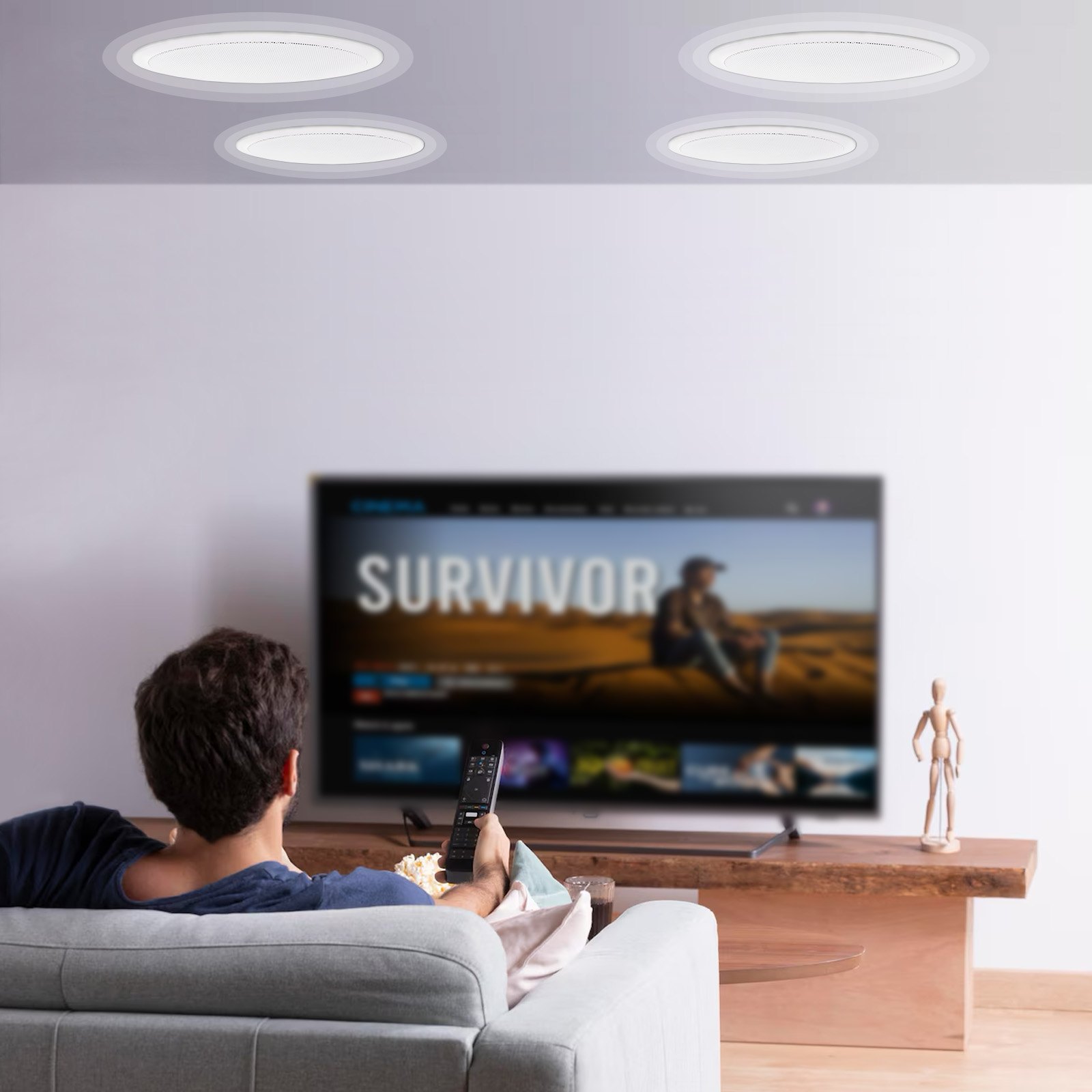 VEVOR 4 PCs 8 Inch in Ceiling Speakers, 100-Watts, Flush Mount Ceiling & in-Wall Speakers System with 8ΩImpedance 89dB Sensitivity, for Home Kitchen Living Room Bedroom or Covered Outdoor Porches